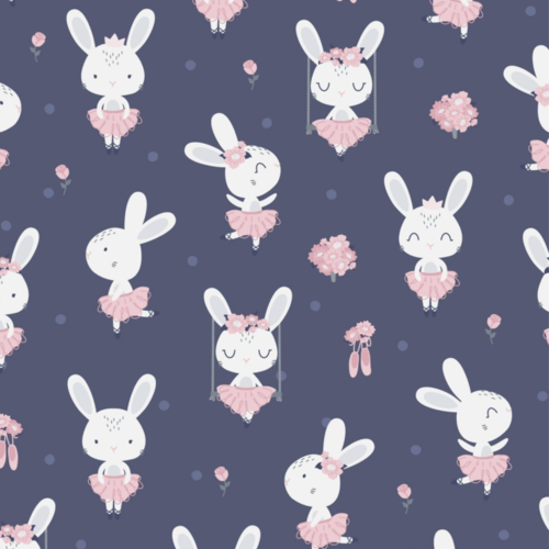 Tissu fille petit lapin danseuse 50x80cm