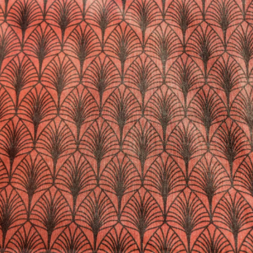 Tissu feuilles brique et marron 50x79 cm