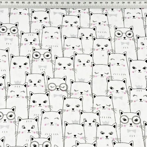 Tissu chats noir et blanc  50x80 cm