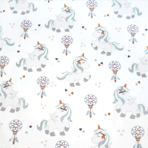 Tissu licornes et attrapes rêves 50x80 cm