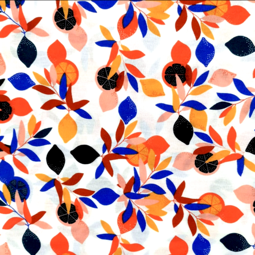 Tissu coton feuilles et fruits  50x70  cm