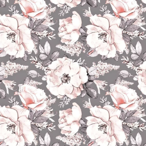 Tissu pivoine gris et rose poudré 50x80cm