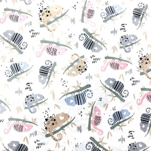 Tissu enfant coton caméléons 50x80cm