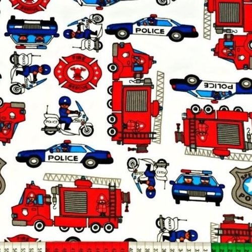 Tissu coton police et pompier 50x80cm