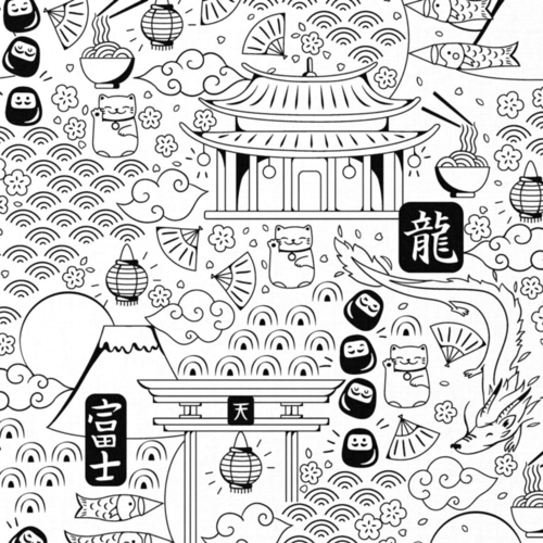 Tissu à colorier chine 50x75cm