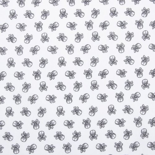 Tissu têtes de mort noir et blanc 50x72cm
