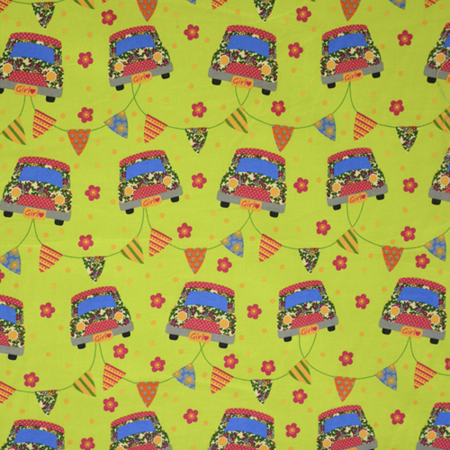 Tissu voitures mini vert 50x67cm