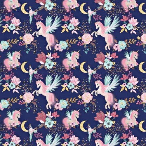 Tissu enfant licornes 50x80 cm