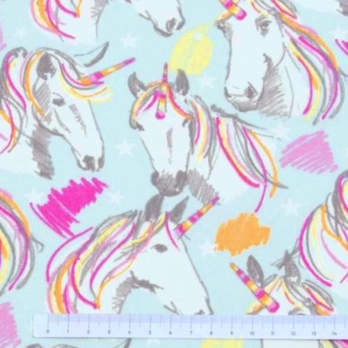 Tissu coton enfant licornes 50x80 cm