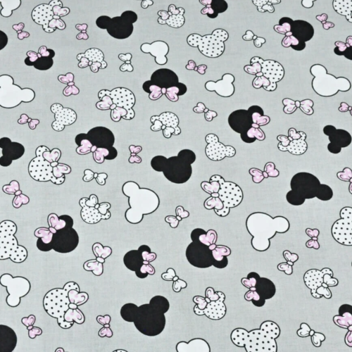 Tissu enfant  minnie rose et gris 50x80cm