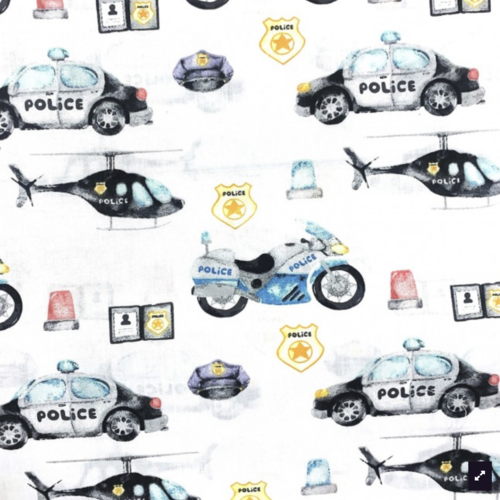 Tissu enfant police 50x80 cm