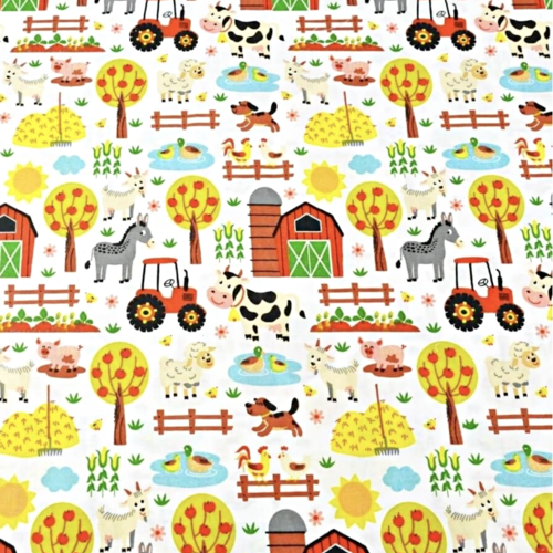Tissu enfant animaux de la ferme 50x80cm