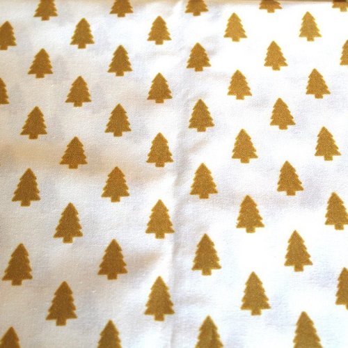 Tissu sapins de noël dorés 50x80cm