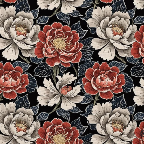 Simili cuir fleurs pivoine 50x70cm