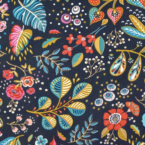 Tissu enduit fleurs multicolore 50x75cm