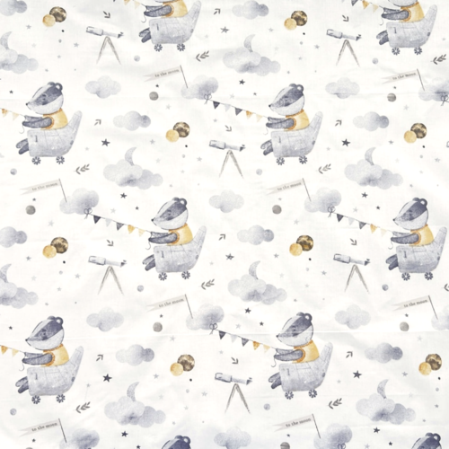 Tissu enfant blaireau dans l'espace 50x80cm