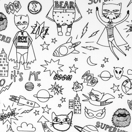 Tissu à colorier super héros 50x75 cm