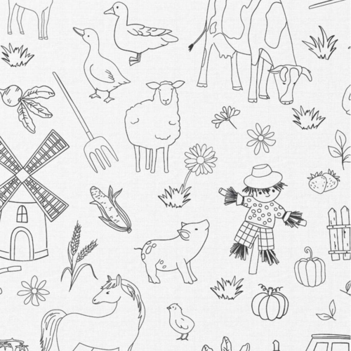 Tissu à colorier animaux de la ferme 50x75 cm