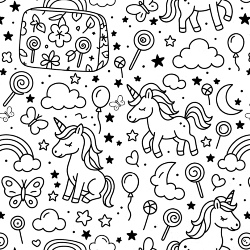 Tissu à colorier licornes 50x70 cm