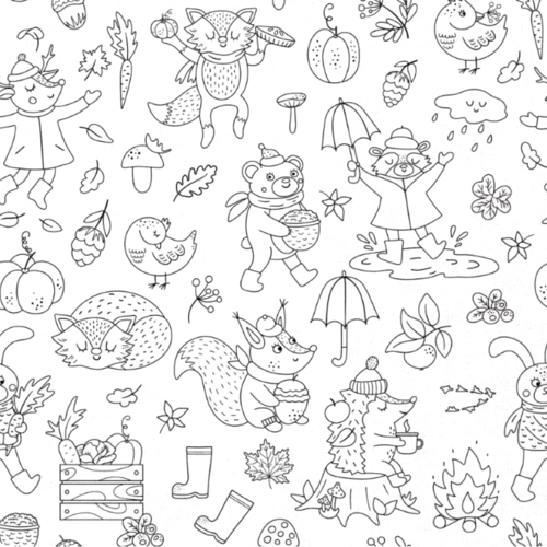 Tissu à colorier animaux 50x70 cm