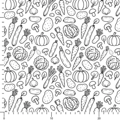 Tissu à colorier légumes 50x70cm