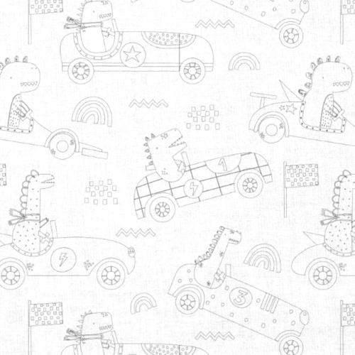 Tissu à colorier dinosaures en voitures 50x70 cm
