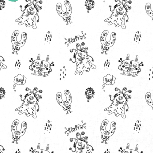 Tissu à colorier monstres 50x70 cm