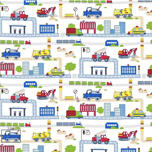 Tissu voitures et routes 50x80 cm