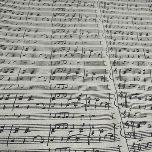 Tissu ameublement notes de musique beige et noir 45x75cm