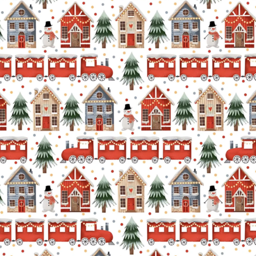 Tissu trains de noël 50x80cm