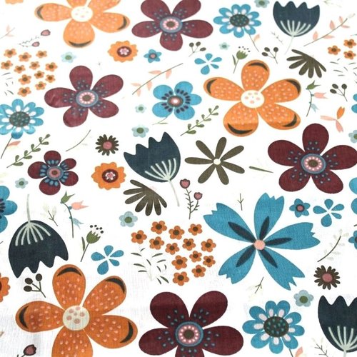 Tissu fleurs multicolores 50x80 cm