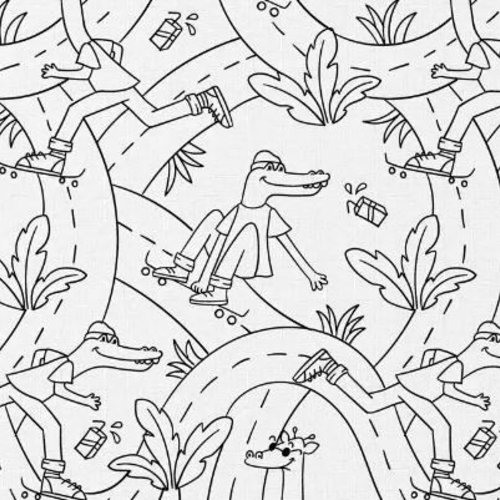 Tissu à colorier crocodiles 50x75 cm