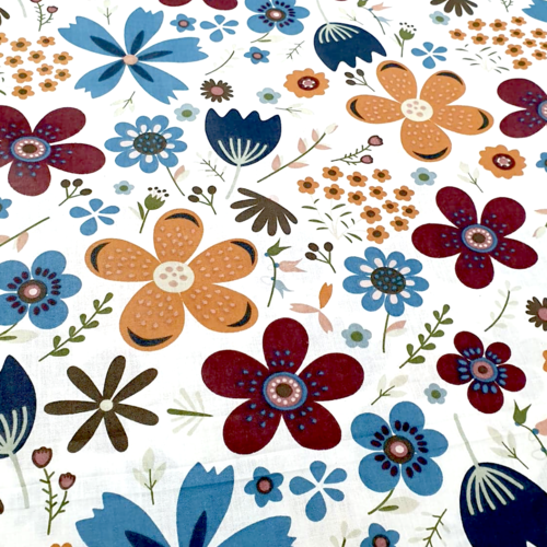 Tissu fleurs multicolores 50x80 cm