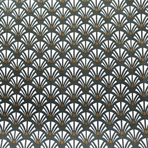 Tissu éventails vert et blanc 52x73 cm