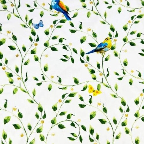 Tissu oiseaux et papillons 50x80 cm