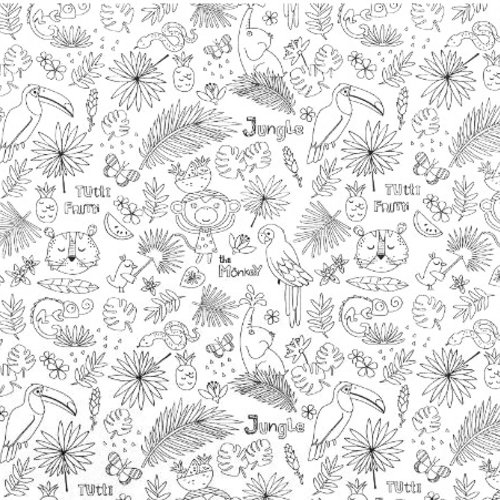 Tissu à colorier jungle 50x75 cm