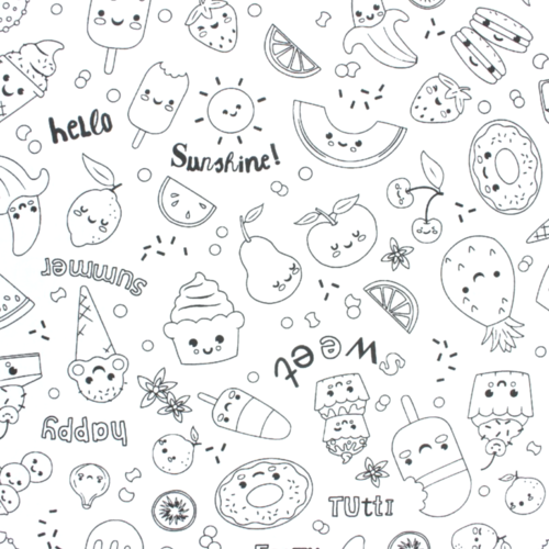 Tissu à colorier gourmandises 50x75cm