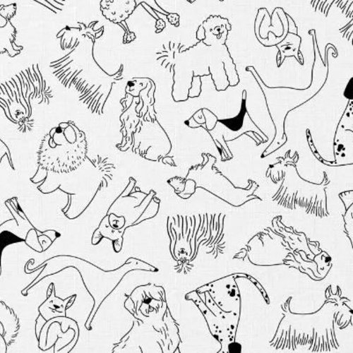 Tissu à colorier chiens 50x75 cm