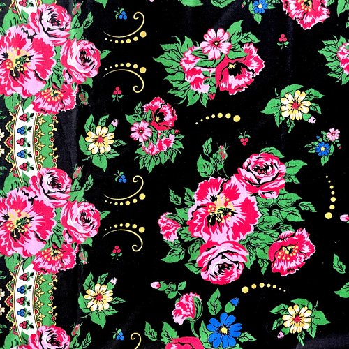 Tissu fleurs folk 50x80 cm