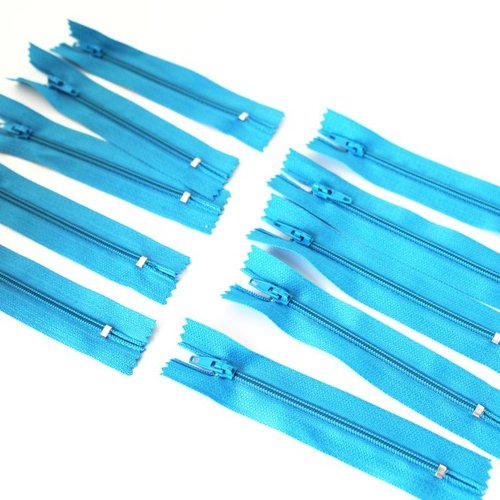 Lot de 10 fermetures éclair 10cm turquoise