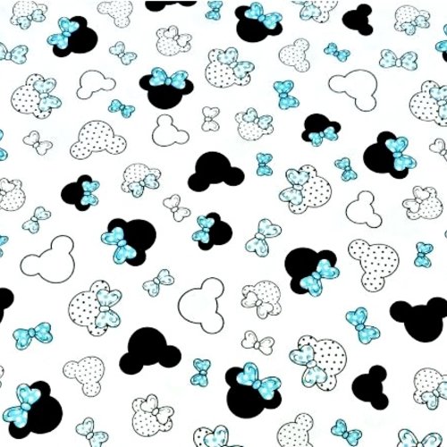 Tissu minnie turquoise et blanc 50x80cm