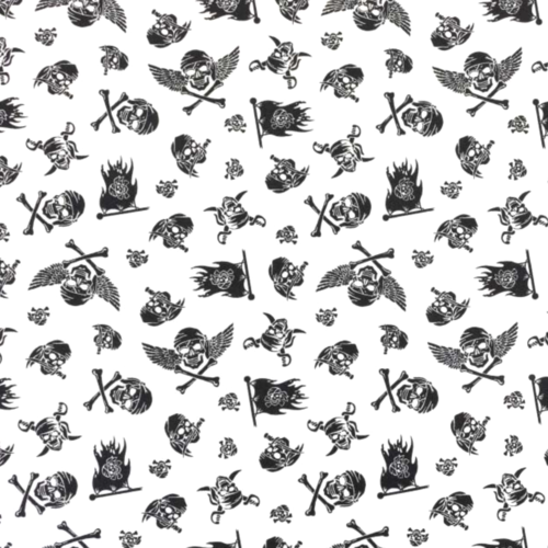 Tissu têtes de mort blanc et noir 50x80cm