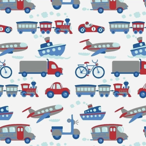 Tissu enfant véhicules 50x80cm