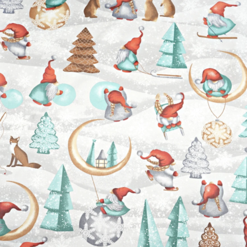 Tissu gnomes de noël 50x80cm