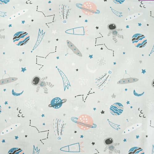 Tissu enfant planètes et fusées 50x80 cm