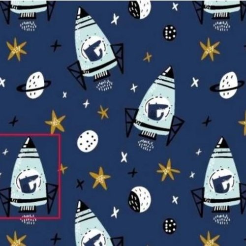 Tissu enfant fusées 50x80 cm