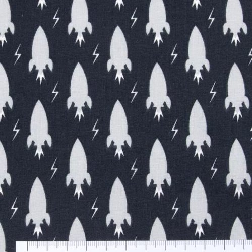 Tissu coton fusées gris 50x77cm