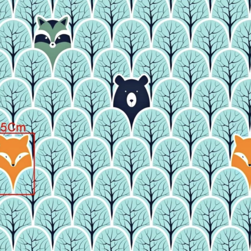 Tissu animaux de la forêt 50x80cm