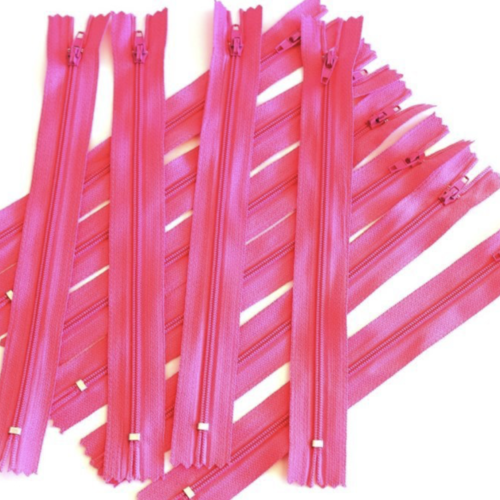 Lot de 10 fermetures éclair 20cm rose