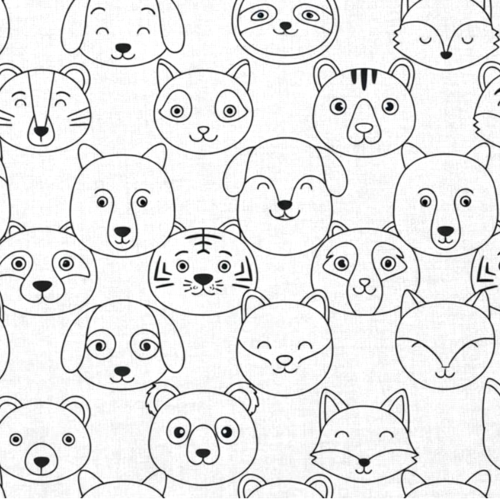 Tissu à colorier animaux 50x70 cm